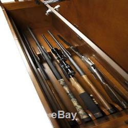 5 Gun Hidden Rifle Shotgun Concealment Long Storage Bench with Padded Handgun Tray