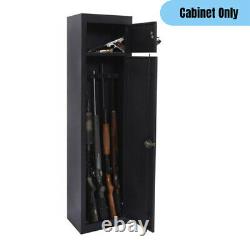 5-Gun Metal Security Cabinet Lockable Rifle Pistol Ammo Storage Organizer Black