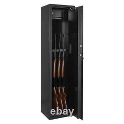 5 Gun Rifle Shotgun Storage Digital Lock Steel Cabinet Metal Security Safe Box