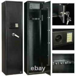 5 Gun Rifle Shotgun Storage Digital Lock Steel Cabinet Metal Security Safe Box
