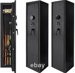 5 Gun Rifle Shotgun Storage Lockable Steel Cabinet Metal Security Safe 54 inch