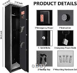 5 Gun Rifle Storage Digital Keypad Lock Gun Safe Shortgun Cabinet box 54 inch