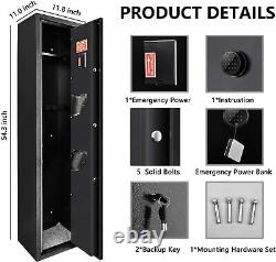 5 Gun Rifle Storage Fingerprint Digital keypad Lock Safe Gun Cabinet 54 inch
