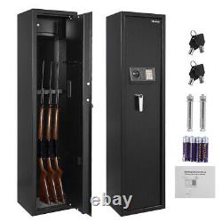 5 Gun Rifle Storage Pistol Safe Box Security Cabinet Electronic Dual Lock Steel