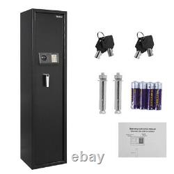 5 Gun Rifle Storage Pistol Safe Box Security Cabinet Electronic Dual Lock Steel
