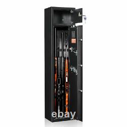 5 Gun Rifle Storage Safe Box Biometric Electronic Firearm Steel Security Cabinet