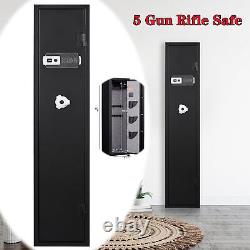 5 Gun Rifle Storage Safe Cabinet Double Security Lock Quick Access US