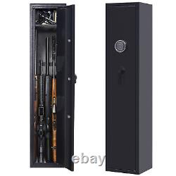 5 Gun Rifle Storage Safe Cabinet Double Security Lock System Quick Access Key US