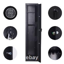 5 Gun Rifle Storage Safe Cabinet Double Security Lock System Quick Access Key US