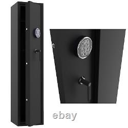 5 Gun Rifle Storage Safe Cabinet Double Security Lock System Quick Access Key US