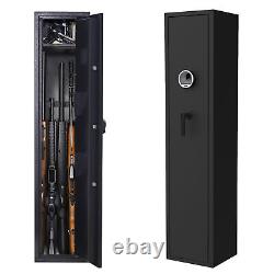 5 Gun Rifle Storage Safe Cabinet Fingerprint/Keypad Quick Access Long Gun Safe