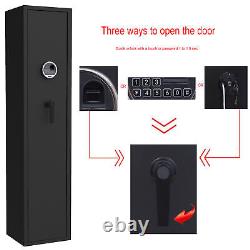 5 Gun Rifle Storage Safe Cabinet Fingerprint/Keypad Quick Access Long Gun Safe