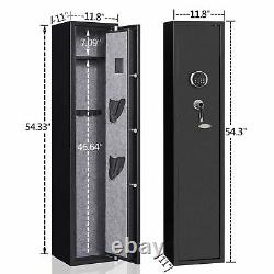 5 Gun Rifle Storage Wall Safe Box Security Cabinet Electronic Dual Lock Shelf