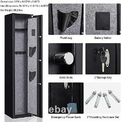 5 Gun Rifle Storage Wall Safe Box Security Cabinet Electronic Dual Lock Shelf