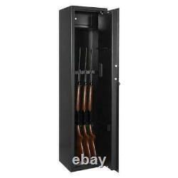 5 Gun Rifle Storage Wall Safe Box Security Electronic Dual Lock Steel 57 Black