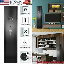 5 Gun Rifle Wall Storage Iron Safe Box Cabinet Double Security Lock Quick Access