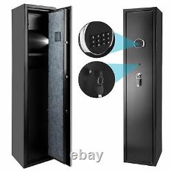 5 Gun Rifle Wall Storage Iron Safe Box Cabinet Double Security Lock Quick Access