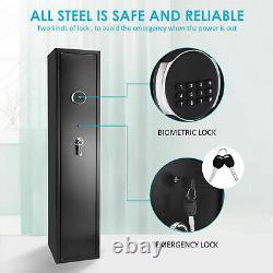 5 Gun Rifle Wall Storage Iron Safe Box Cabinet Double Security Lock Quick Access