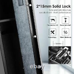 5 Gun Rifle Wall Storage Iron Safe Box Cabinet Double Security Lock Quick Access