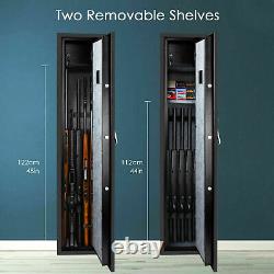 5 Gun Rifle Wall Storage Iron Safe Box Cabinet Double Security Lock Quick Access