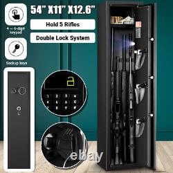5 Gun Rifle Wall Storage Iron Safe Box Cabinets 2IN1 Security Lock Quick Access