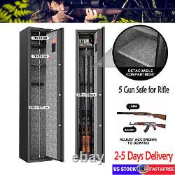 5 Gun Rifle Wall Storage Safe Box Cabinet Double Security Lock Quick Access Box