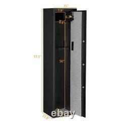 5 Gun Rifle Wall Storage Safe Cabinet Double Security Lock Quick Metal