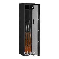 5 Gun Rifle Wall Storage Safe Cabinet Double Security Lock Quick Metal