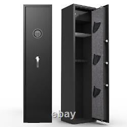 5 Gun Rifle Wall Storage Safe Cabinet Security Lock Quick, with Handgun Lockbox