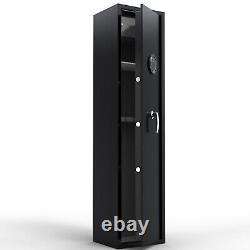 5 Gun Rifle Wall Storage Safe Cabinet Security Lock Quick, with Handgun Lockbox