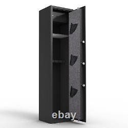 5 Gun Rifle Wall Storage Safe Cabinet Security Lock Quick, with Handgun Lockbox