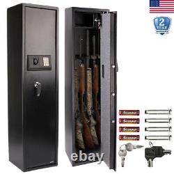 5 Gun Safe Rifle Cabinet Key Digital Lock Pistol Shotgun Storage Security System