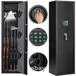 5 Gun Safe with Fingerprint Rifle Cabinet and Home Gun Storage, LED