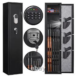 5 Gun Storage Steel Security Cabinet Digital Keypad Gun Safe Quick Access