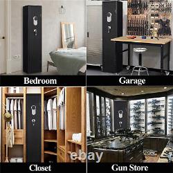 5 Gun Storage Steel Security Cabinet Digital Keypad Gun Safe Quick Access