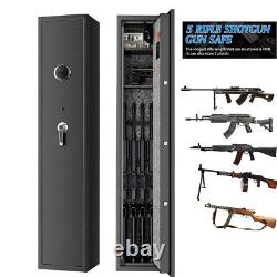 5 Guns Rifle Wall Storage Safe Cabinet 2in1 Security Digital Lock Quick Key