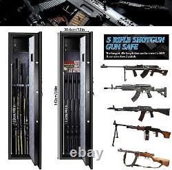 5 Guns Rifle Wall Storage Safe Cabinet Double Security Digital Lock Quick Key US