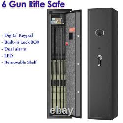 5 RIFLE GUN SAFE FOR HOME, QUICK ACCESS LONG METAL GUN STORAGE CABINET With LOCKBOX