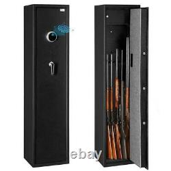 5 Rifle Fingerprint Gun Safe Security Firearm Cabinet Shotgun Storage Steel