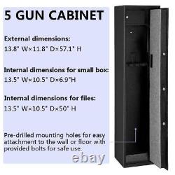 5 Rifle Fingerprint Gun Safe Security Firearm Cabinet Shotgun Storage Steel