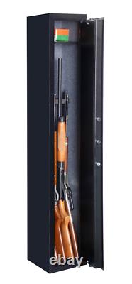 5 Rifle Gun Storage Safe Lock Cabinet Lockbox Case Fire Arm Steel Gun Case
