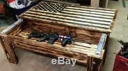 51 American Flag Gun Concealment Coffee Table Secret Hidden Storage Furniture