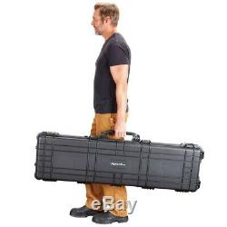 52 Double Scoped Rifle Hard Case With Wheels & Foam Locking Gun Storage Hunting