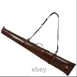 52 Shotgun / Rifle Case Gun Range Bag Thick Padded Carry Belt Leather Leather