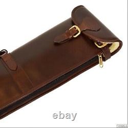 52 Shotgun / Rifle Case Gun Range Bag Thick Padded Carry Belt Leather Leather