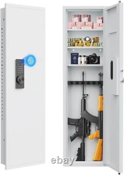 53 Hidden Wall Gun Safe, In-Wall Rifles Adjustable Shelves Passwod/Fingerprint