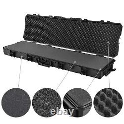 53in Portable Gun Rifle Case with Hand & Wheel Hard Gun Storage Box with2 Padlock