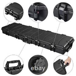 53in Portable Gun Rifle Case with Hand & Wheel Hard Gun Storage Box with2 Padlock