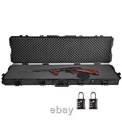 53in Portable Gun Rifle Case with Hand & Wheel Hard Gun Storage Box with2 Padlock