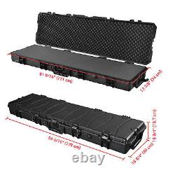 53in Portable Gun Rifle Case with Hand & Wheel Hard Gun Storage Box with2 Padlock